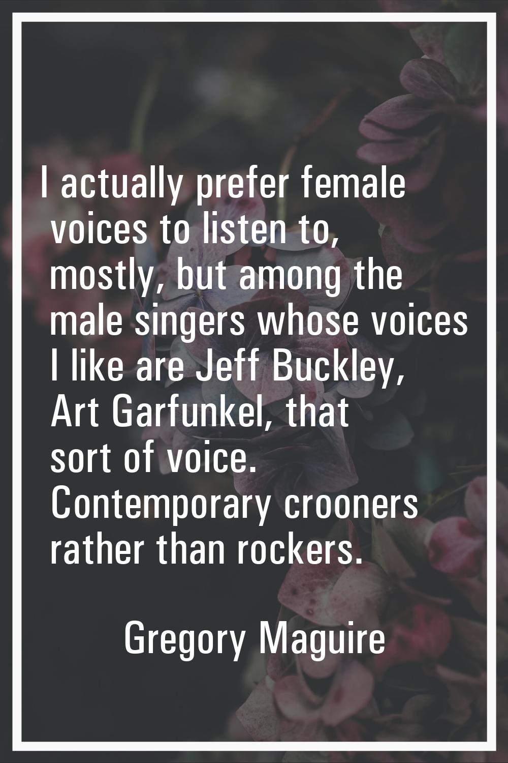 I actually prefer female voices to listen to, mostly, but among the male singers whose voices I lik
