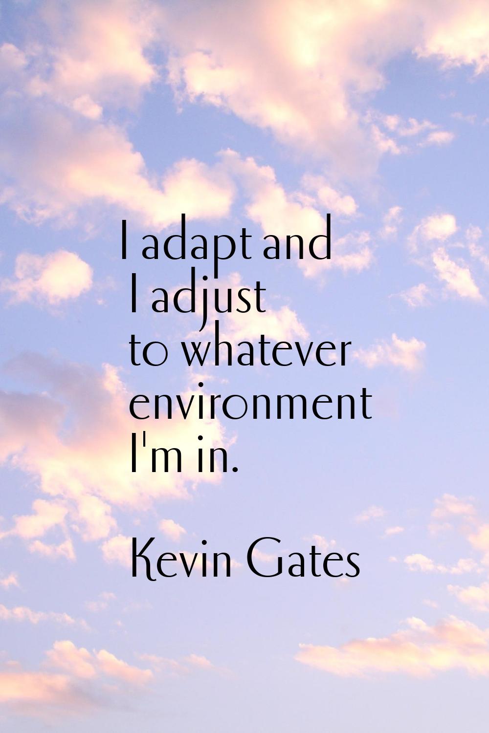 I adapt and I adjust to whatever environment I'm in.