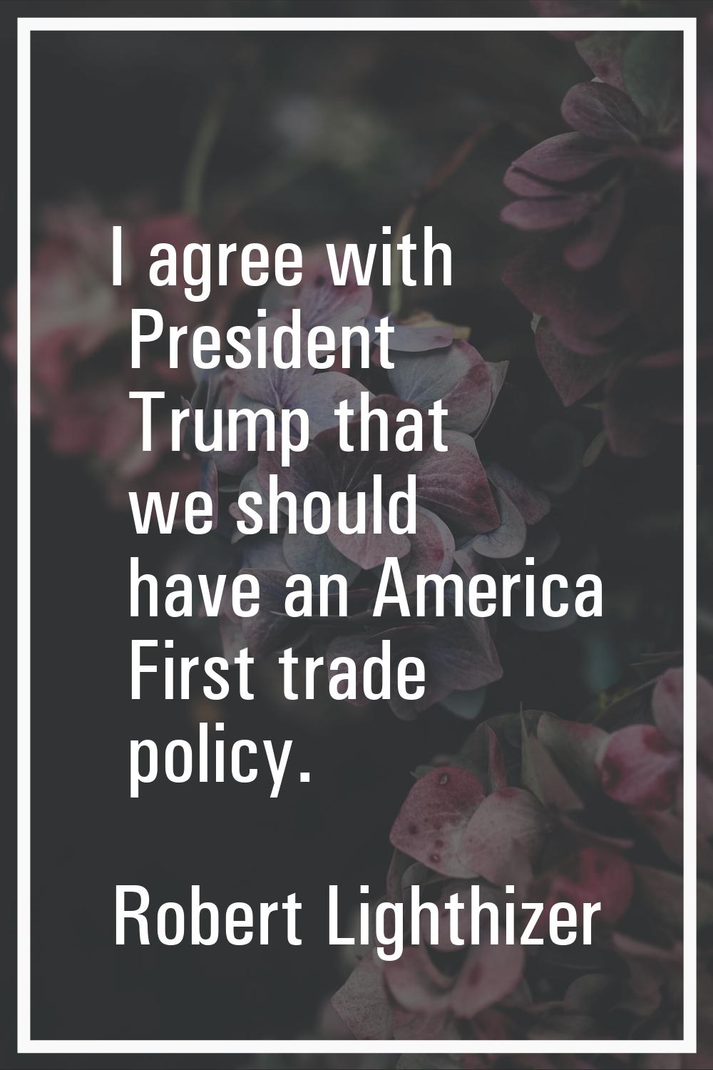 I agree with President Trump that we should have an America First trade policy.