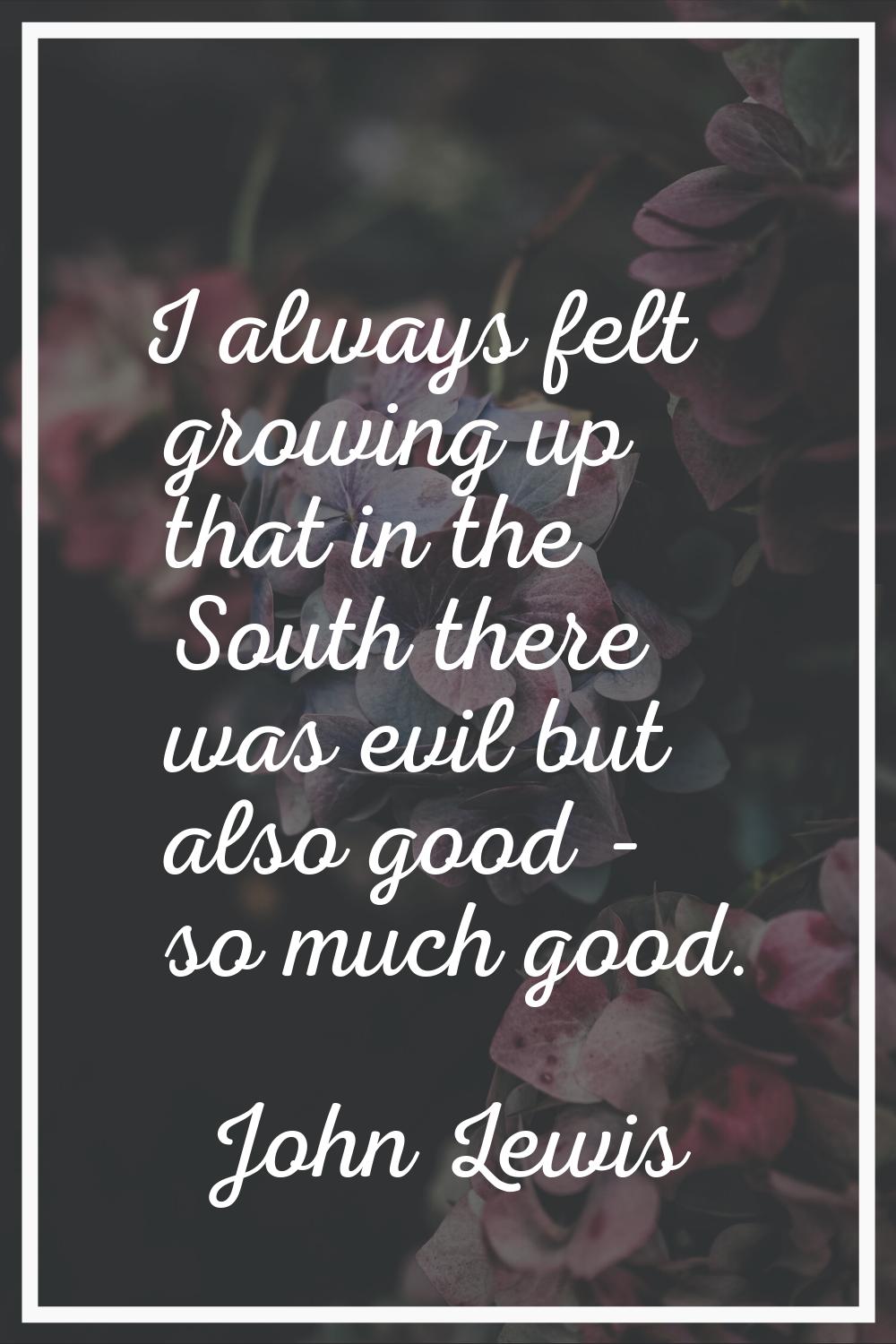 I always felt growing up that in the South there was evil but also good - so much good.