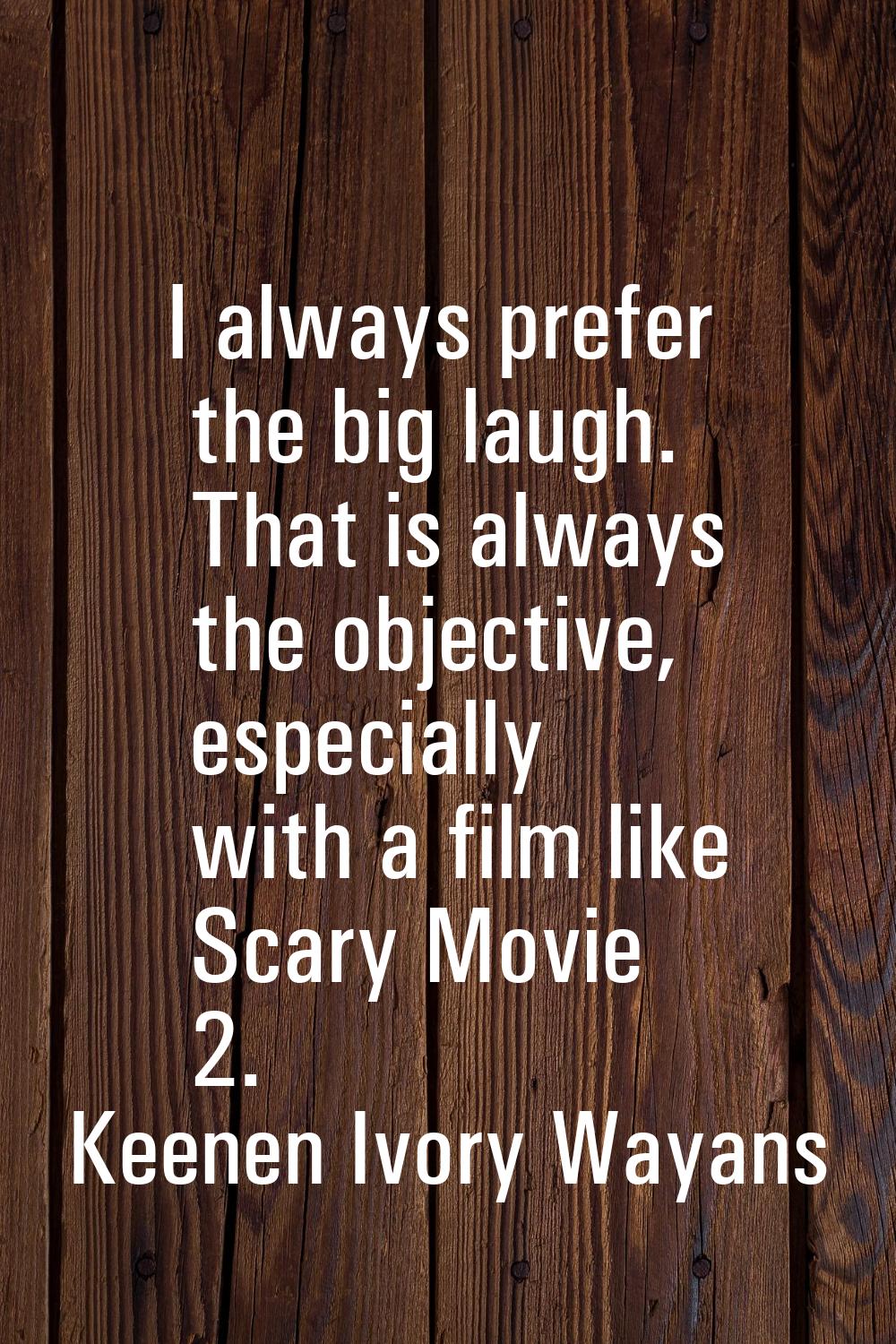 I always prefer the big laugh. That is always the objective, especially with a film like Scary Movi