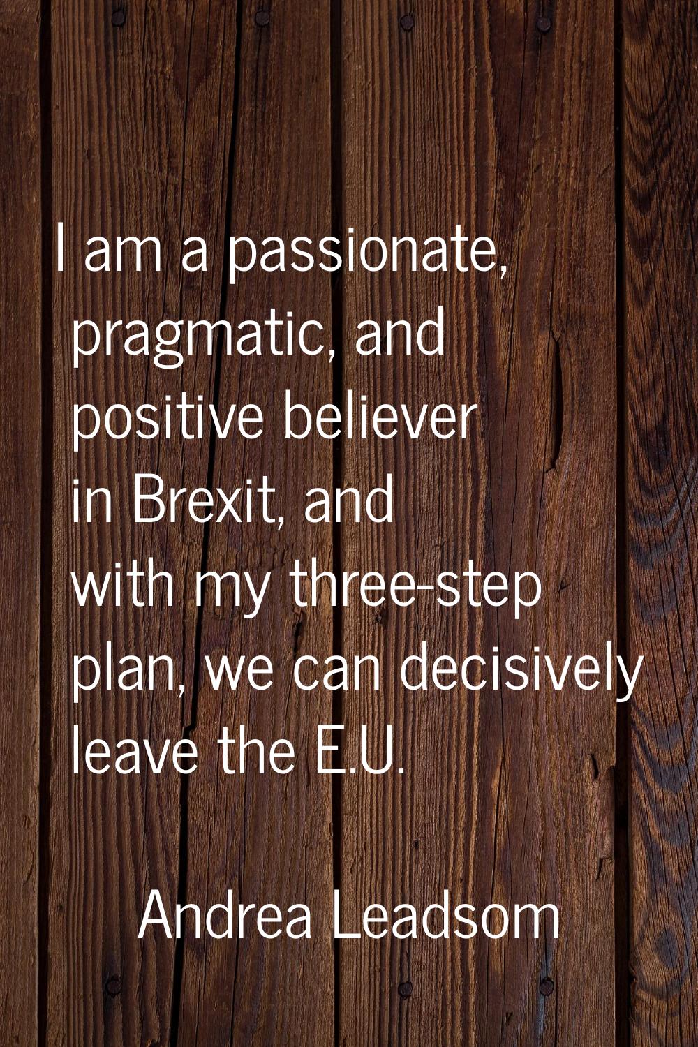 I am a passionate, pragmatic, and positive believer in Brexit, and with my three-step plan, we can 