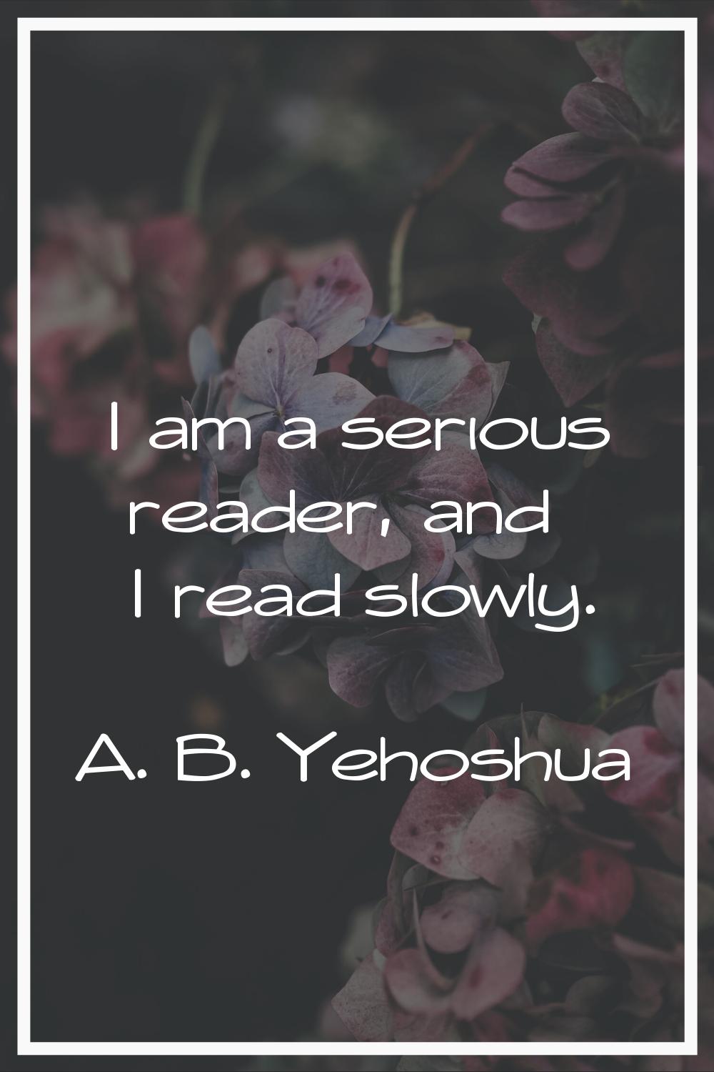 I am a serious reader, and I read slowly.