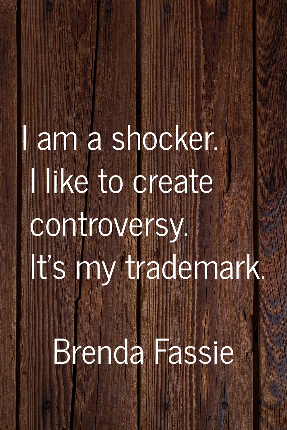 I am a shocker. I like to create controversy. It's my trademark.