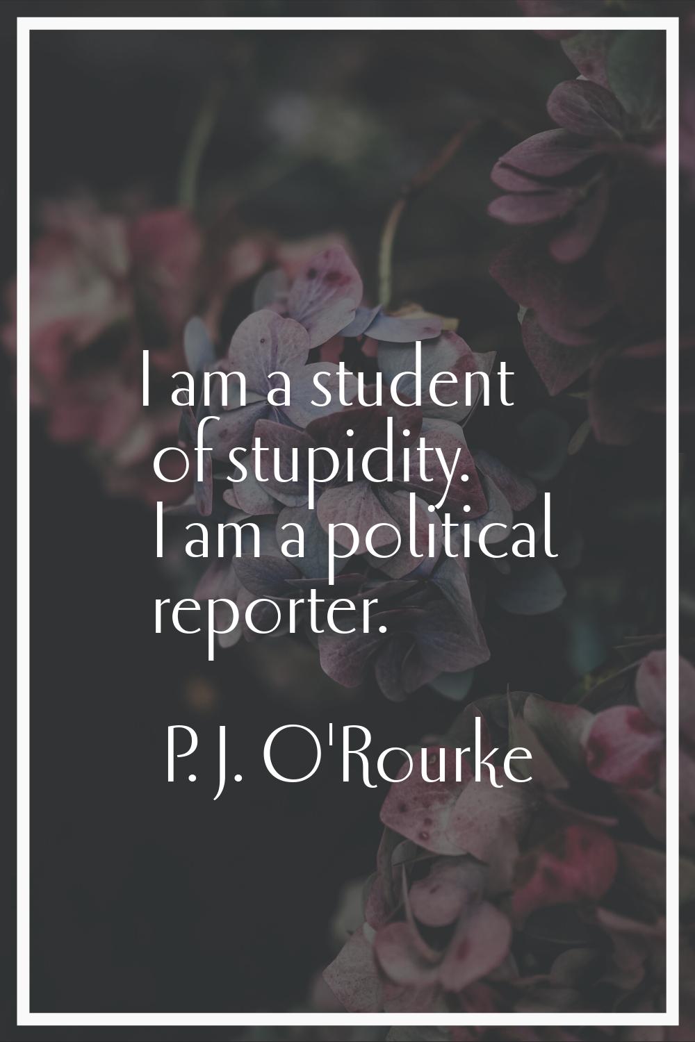 I am a student of stupidity. I am a political reporter.
