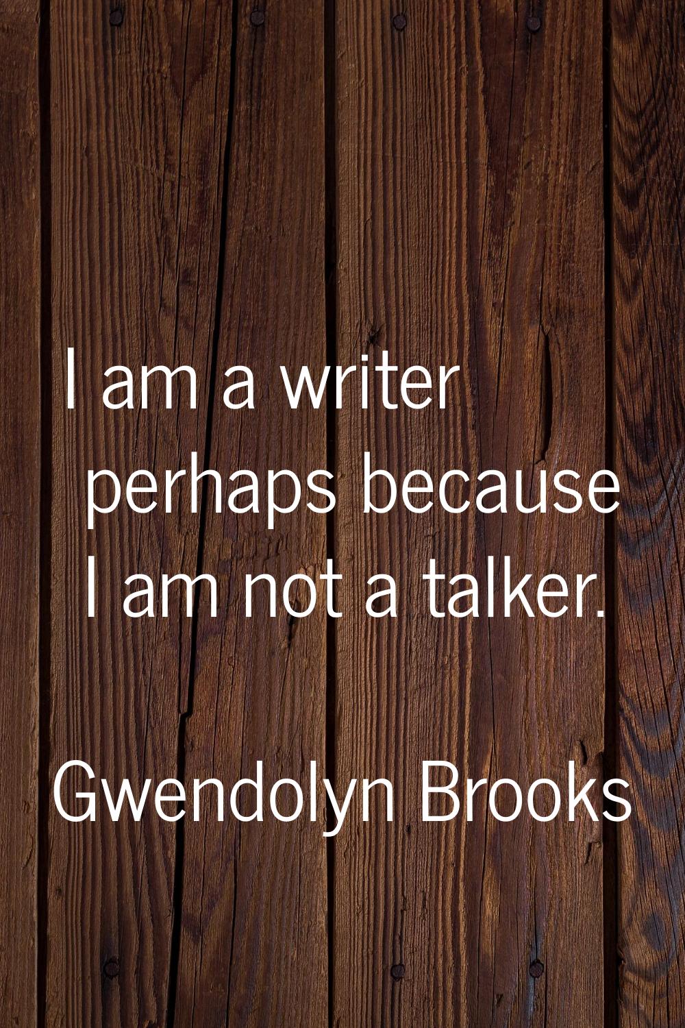 I am a writer perhaps because I am not a talker.