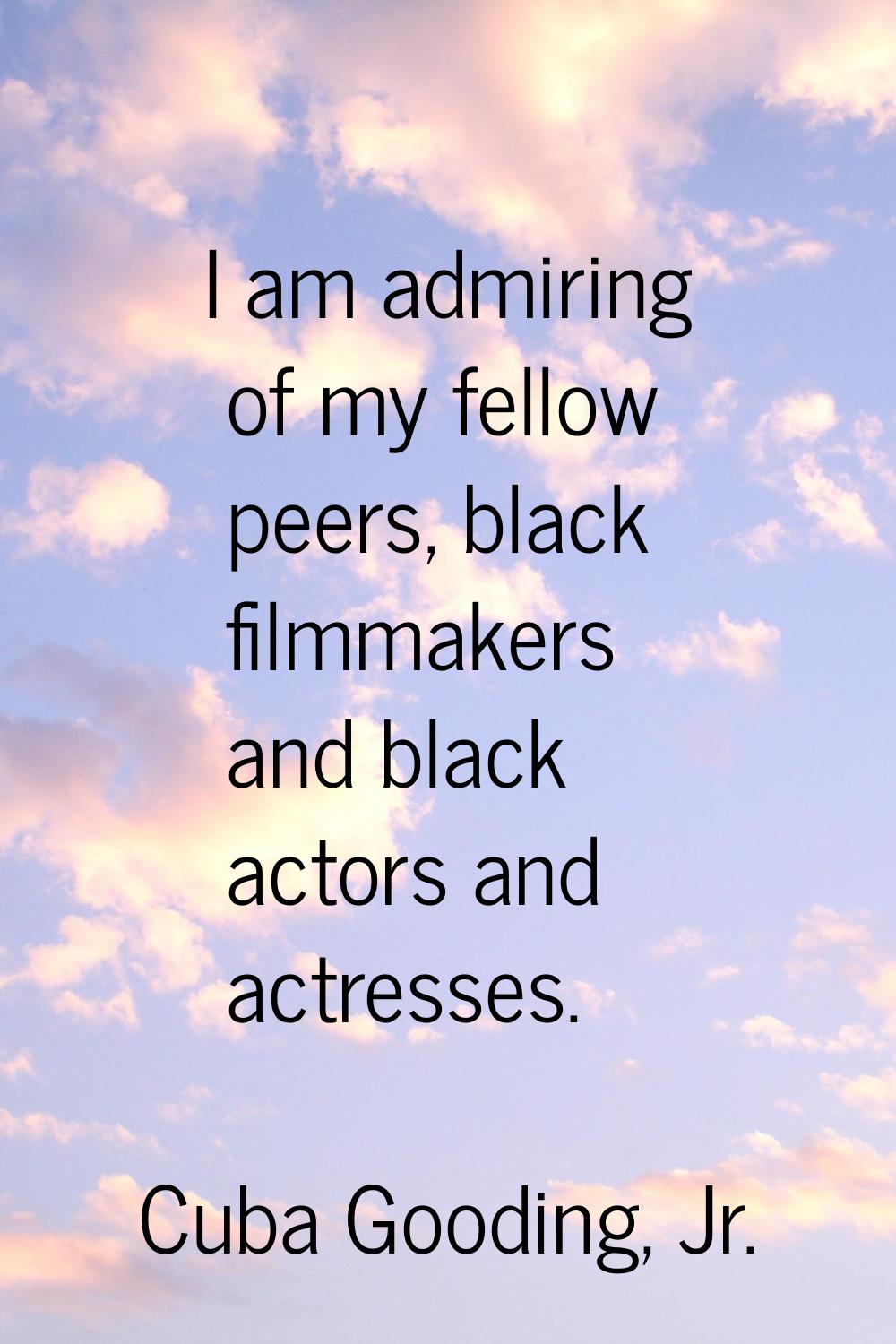 I am admiring of my fellow peers, black filmmakers and black actors and actresses.