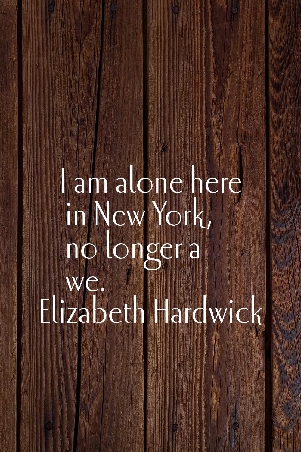 I am alone here in New York, no longer a we.