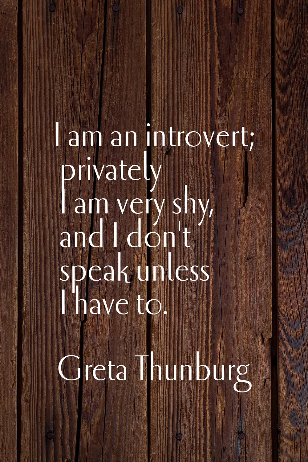 I am an introvert; privately I am very shy, and I don't speak unless I have to.