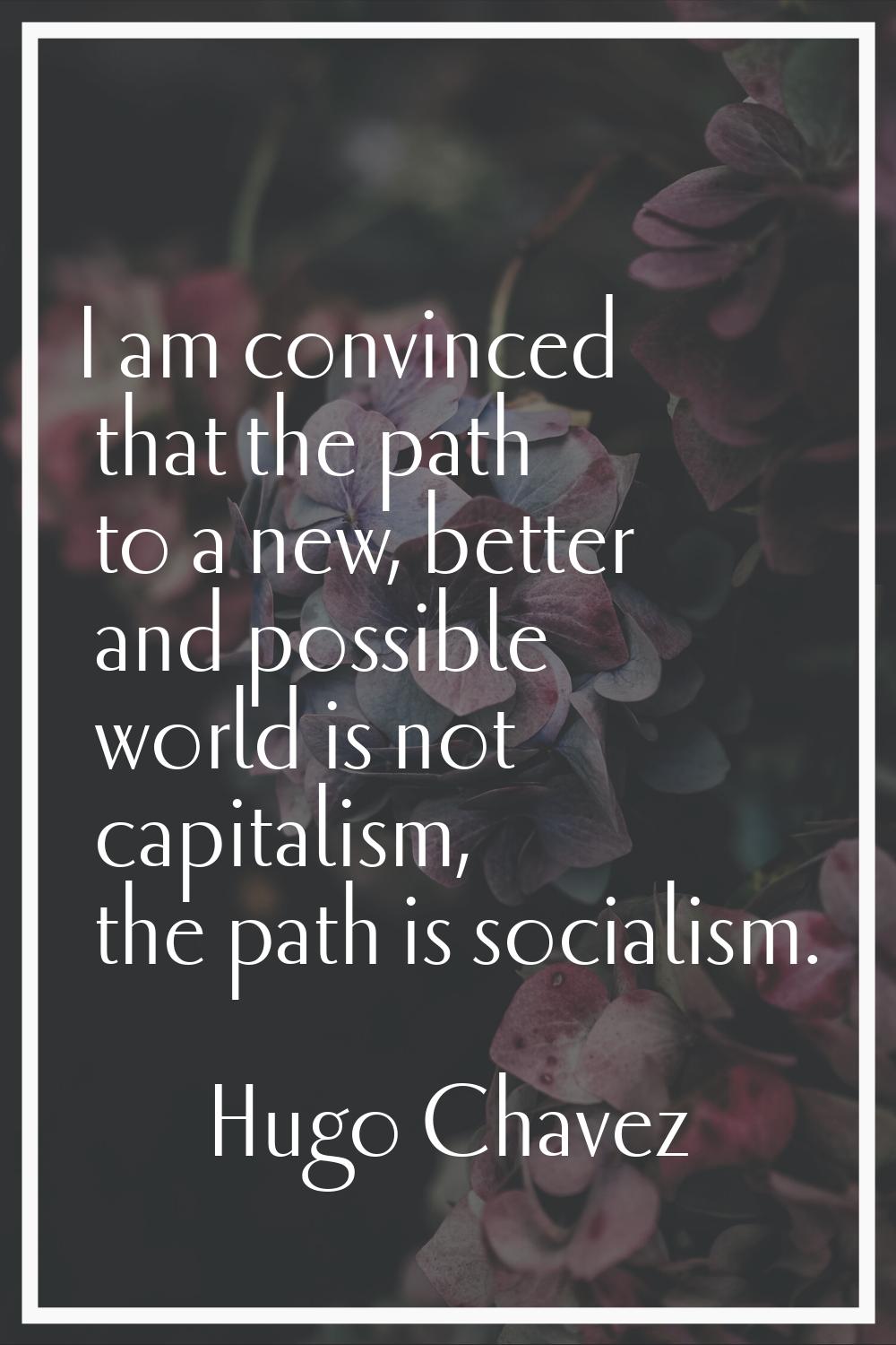 I am convinced that the path to a new, better and possible world is not capitalism, the path is soc