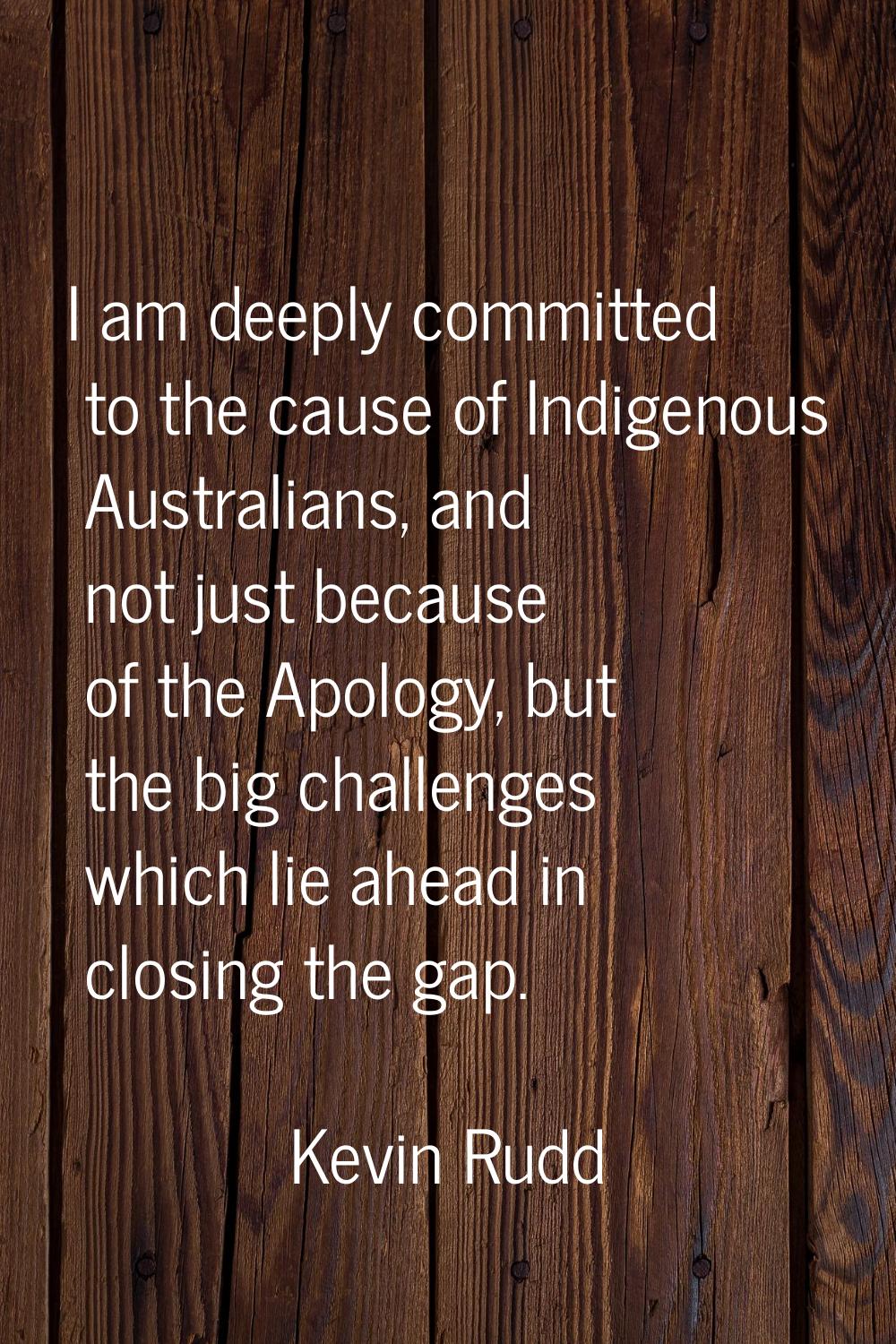 I am deeply committed to the cause of Indigenous Australians, and not just because of the Apology, 