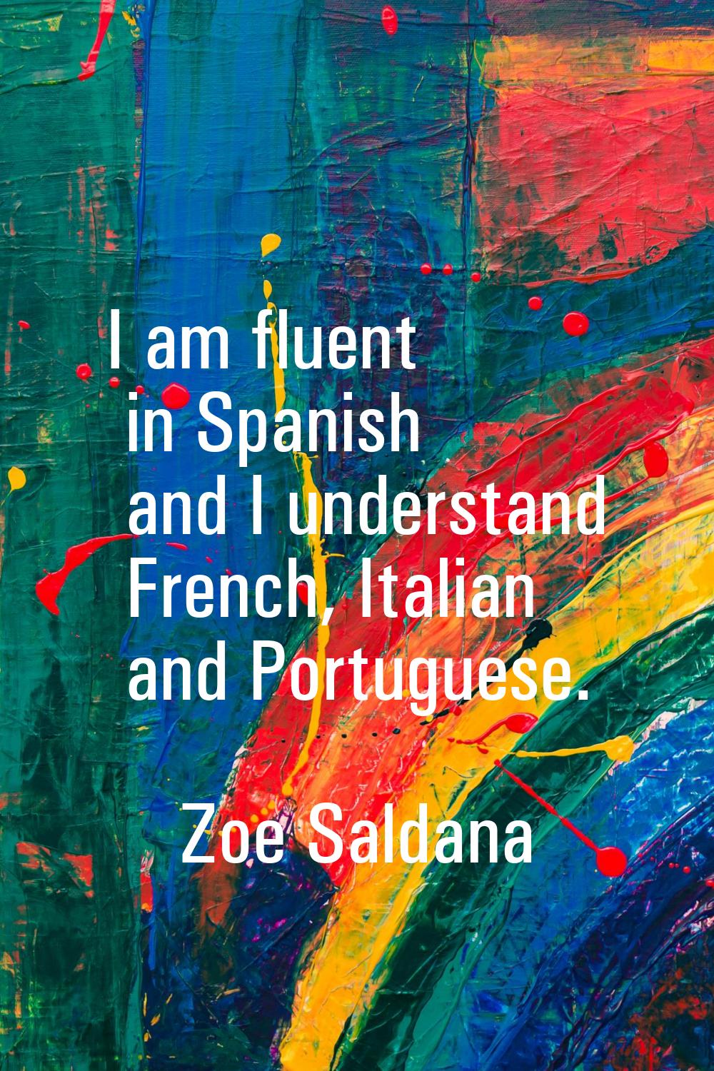 I am fluent in Spanish and I understand French, Italian and Portuguese.