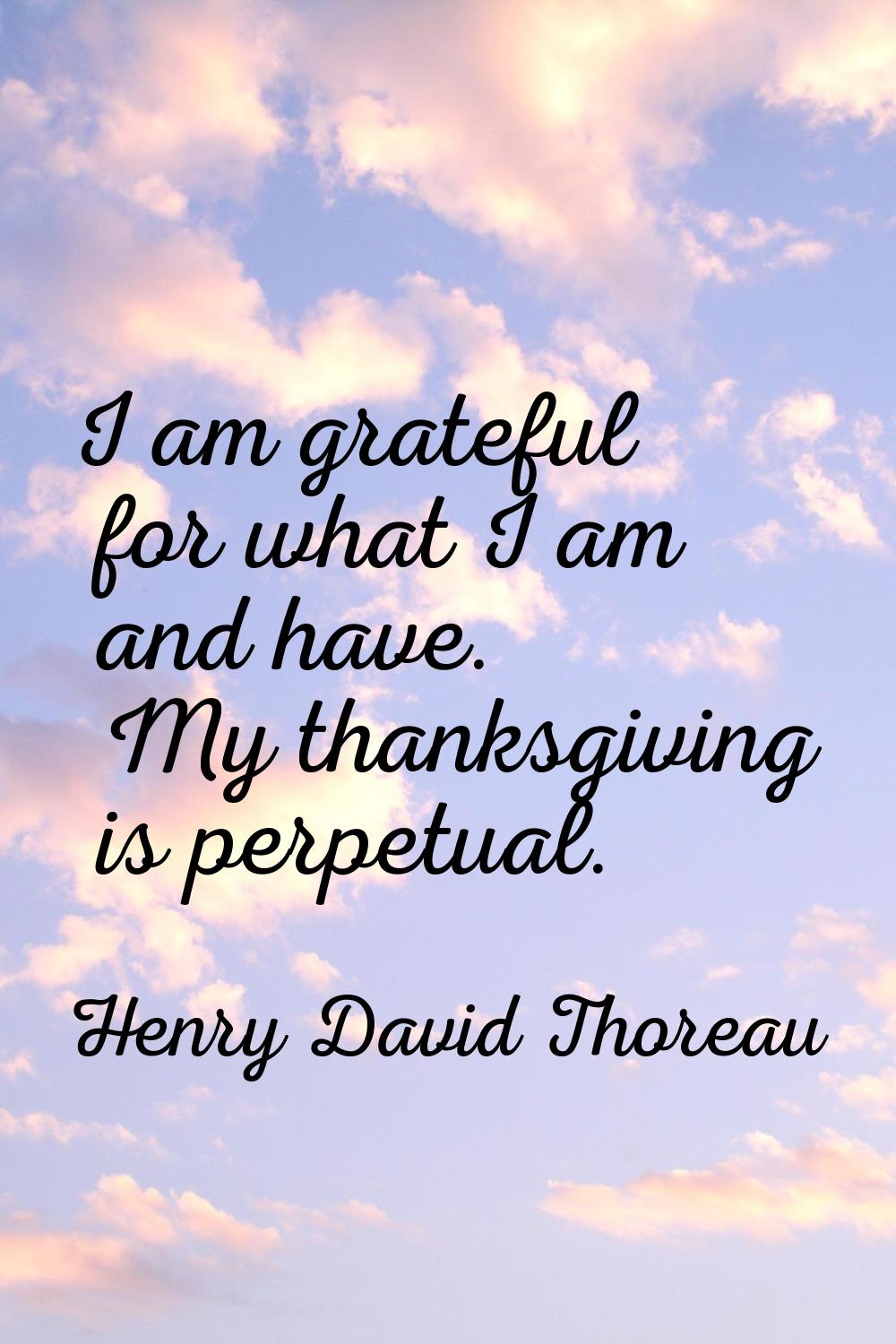 I am grateful for what I am and have. My thanksgiving is perpetual.