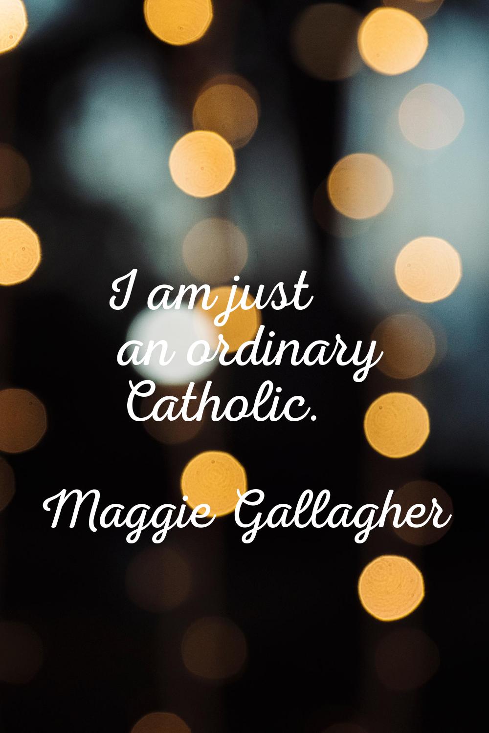 I am just an ordinary Catholic.