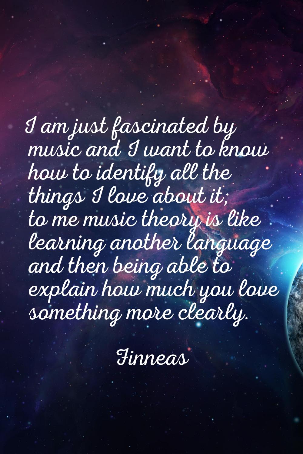 I am just fascinated by music and I want to know how to identify all the things I love about it; to