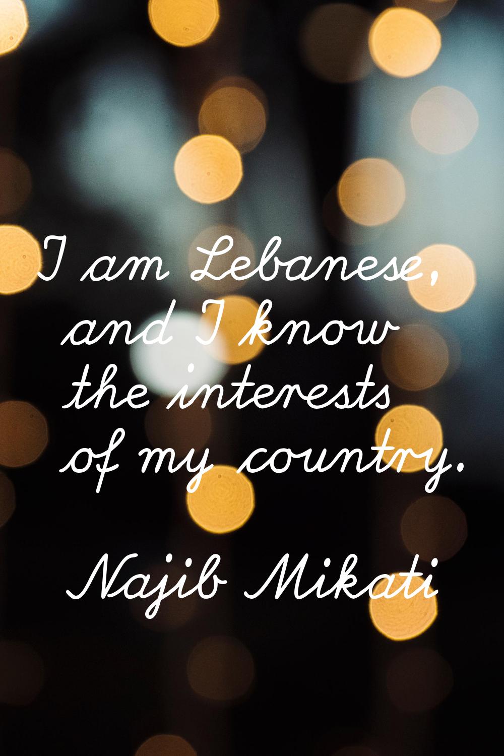 I am Lebanese, and I know the interests of my country.