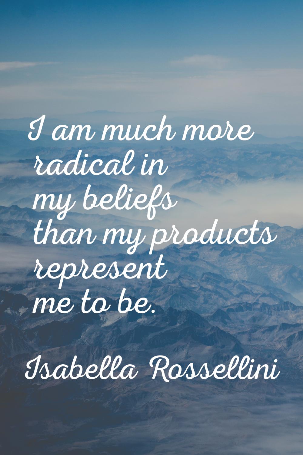 I am much more radical in my beliefs than my products represent me to be.