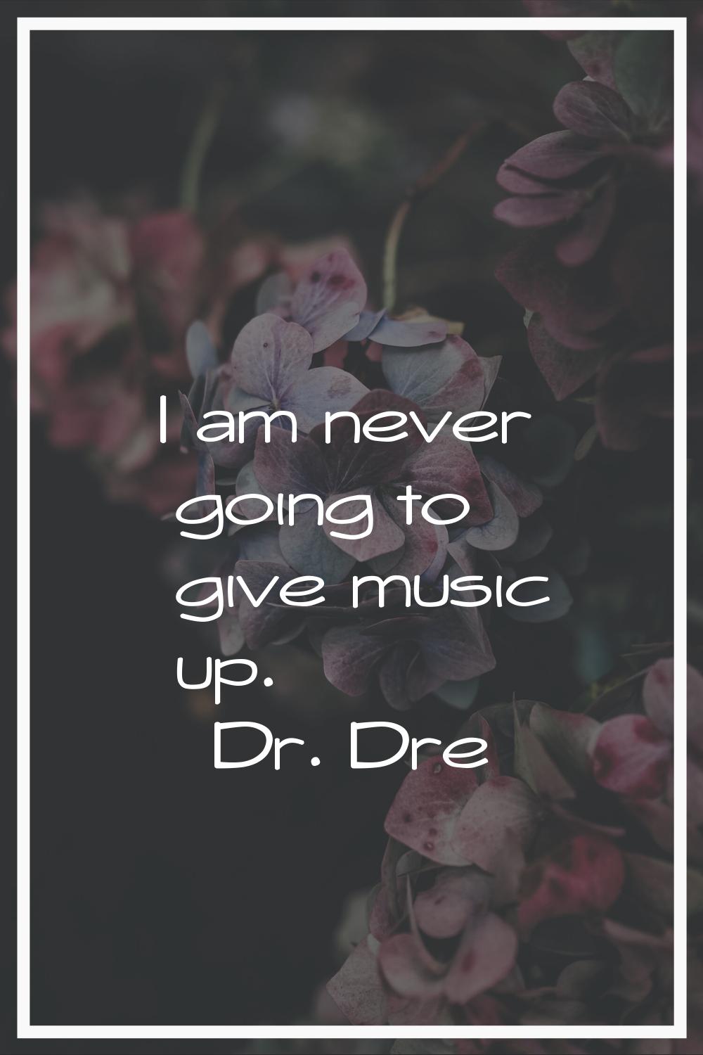 I am never going to give music up.