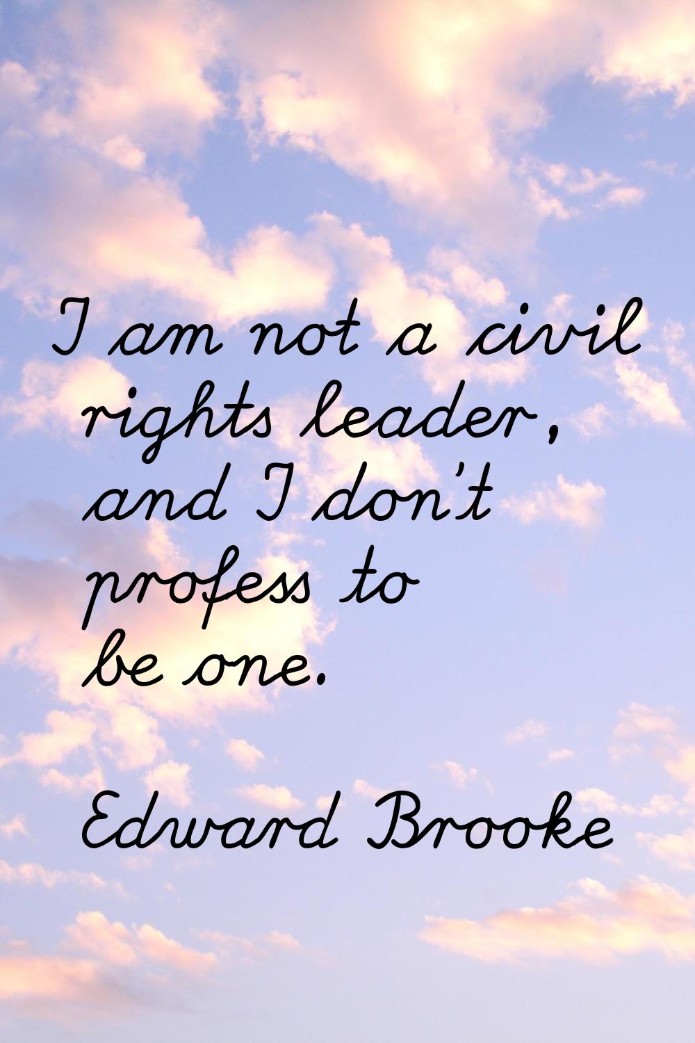 I am not a civil rights leader, and I don't profess to be one.