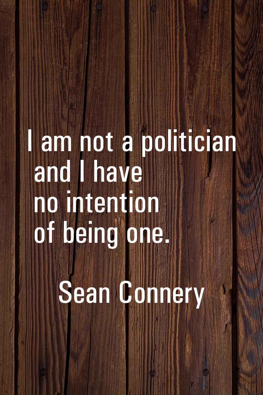 I am not a politician and I have no intention of being one.