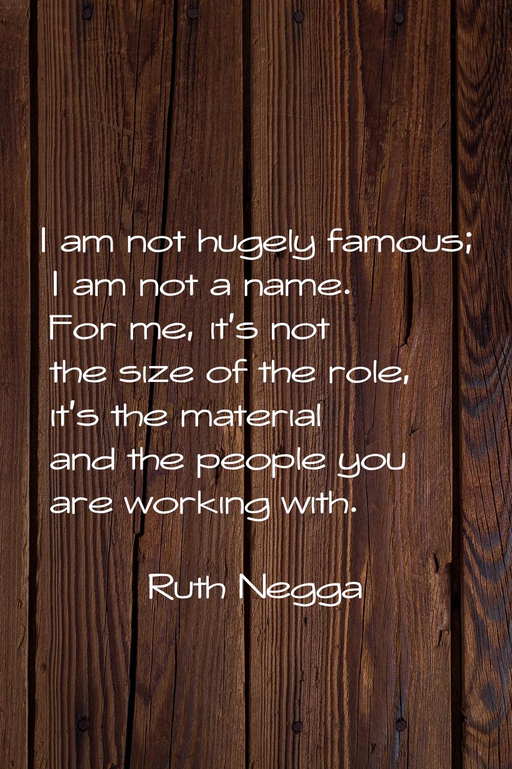 I am not hugely famous; I am not a name. For me, it's not the size of the role, it's the material a