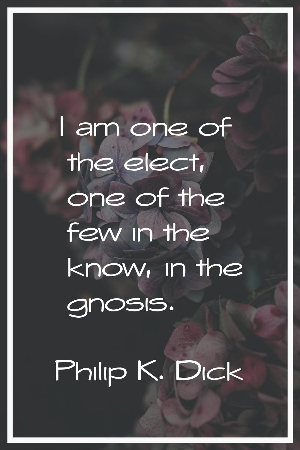 I am one of the elect, one of the few in the know, in the gnosis.