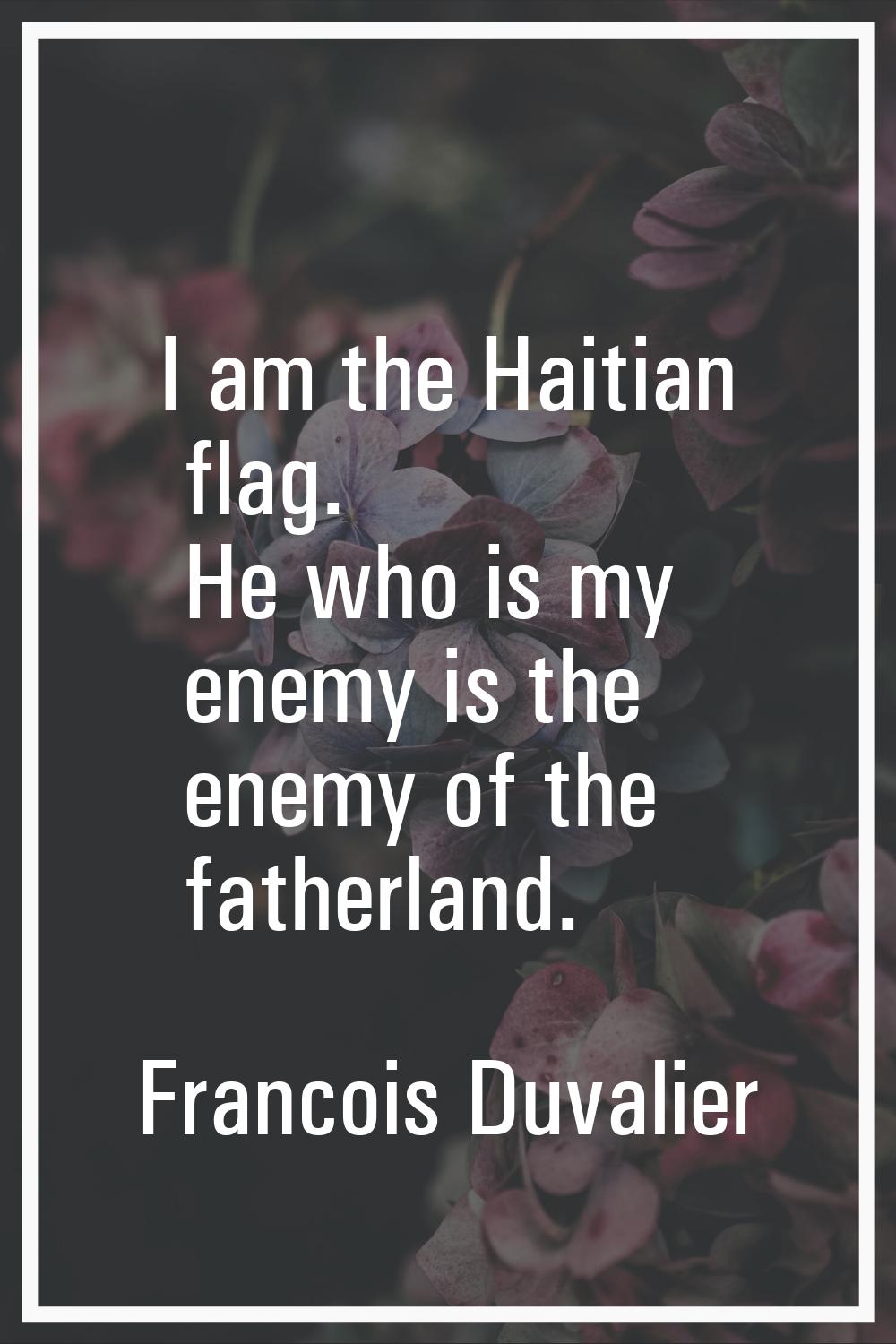 I am the Haitian flag. He who is my enemy is the enemy of the fatherland.