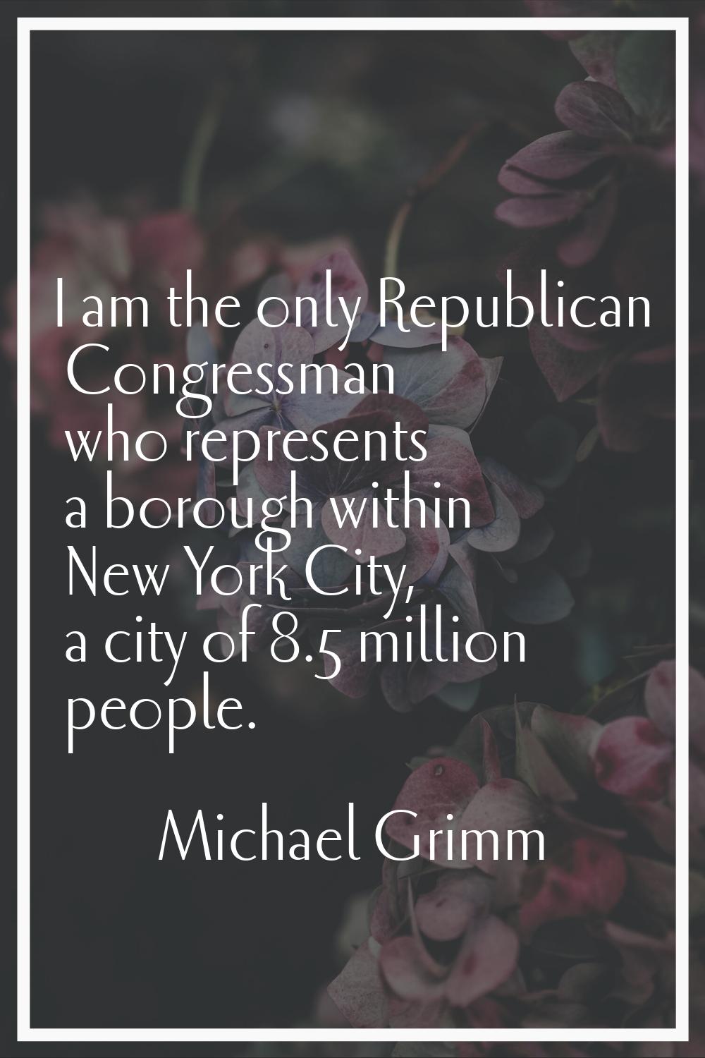I am the only Republican Congressman who represents a borough within New York City, a city of 8.5 m