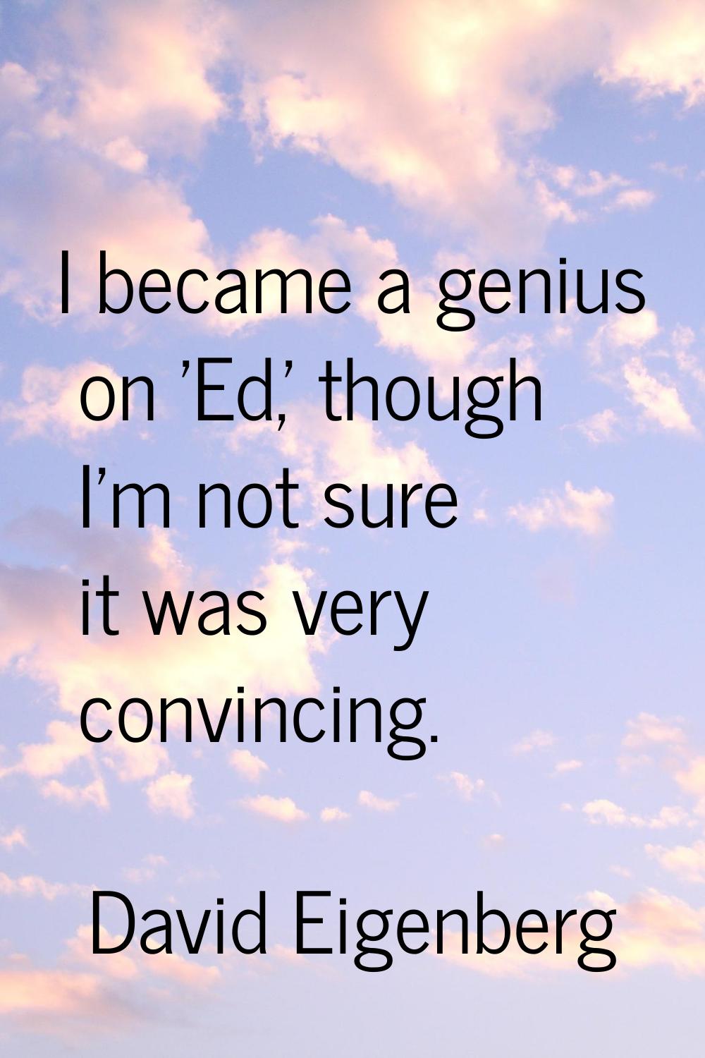 I became a genius on 'Ed,' though I'm not sure it was very convincing.