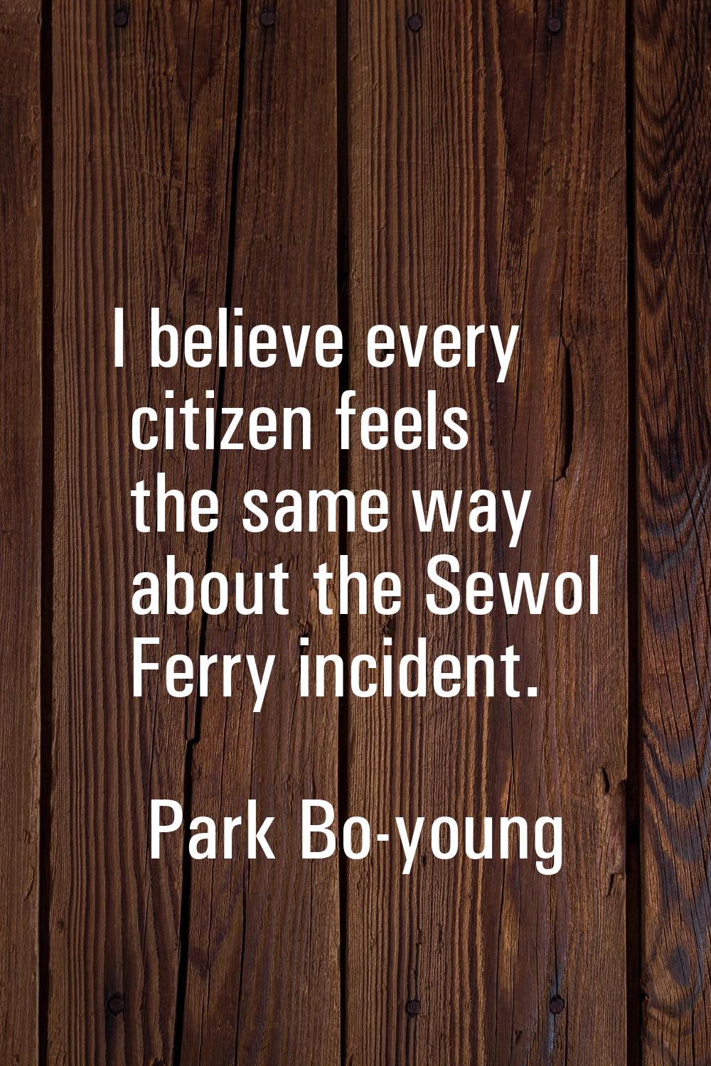 I believe every citizen feels the same way about the Sewol Ferry incident.
