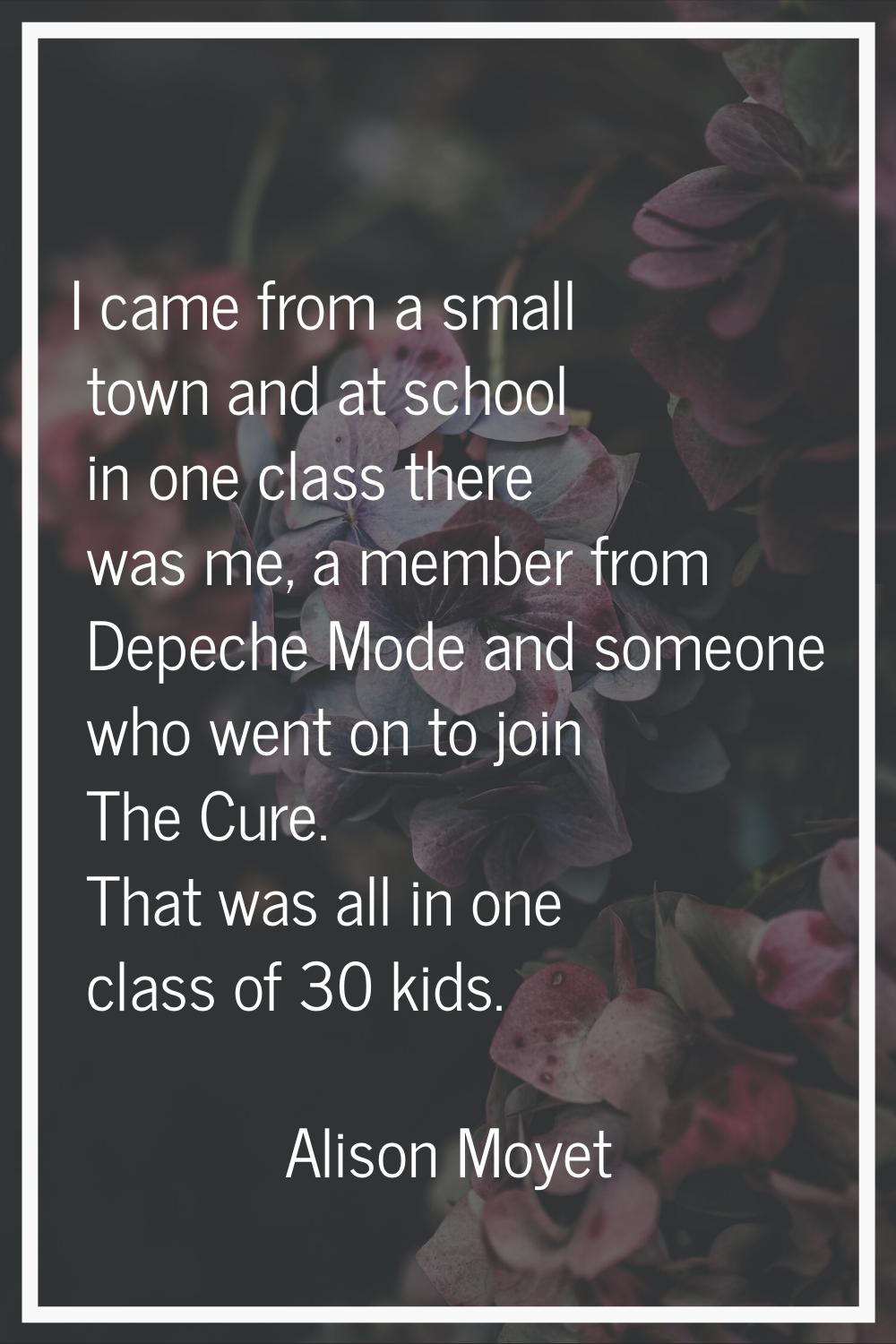 I came from a small town and at school in one class there was me, a member from Depeche Mode and so