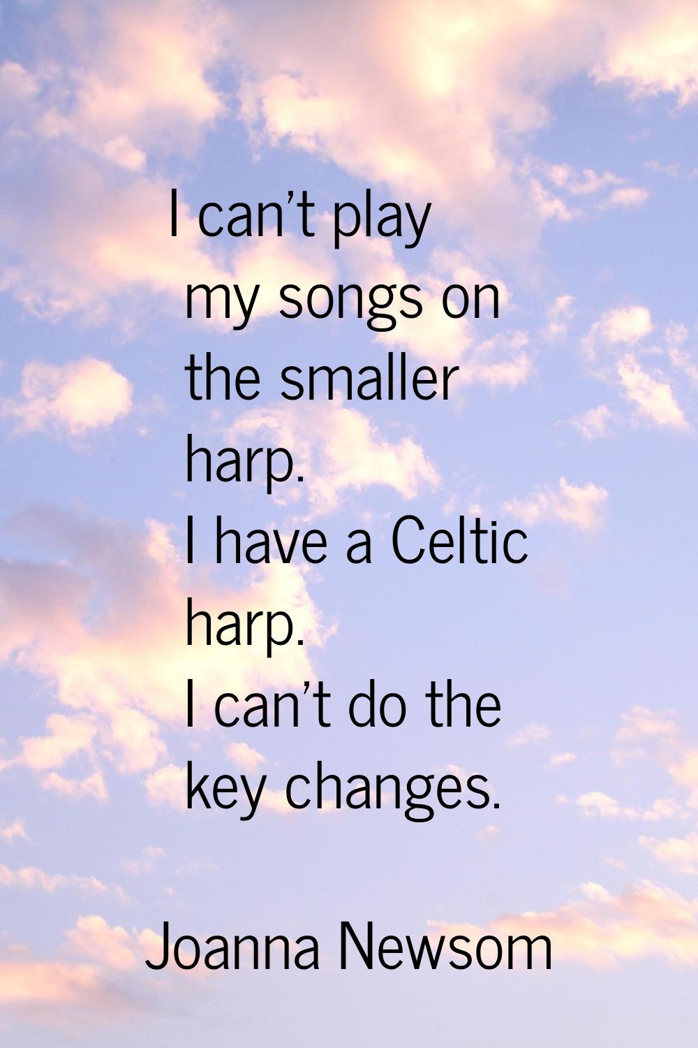 I can't play my songs on the smaller harp. I have a Celtic harp. I can't do the key changes.