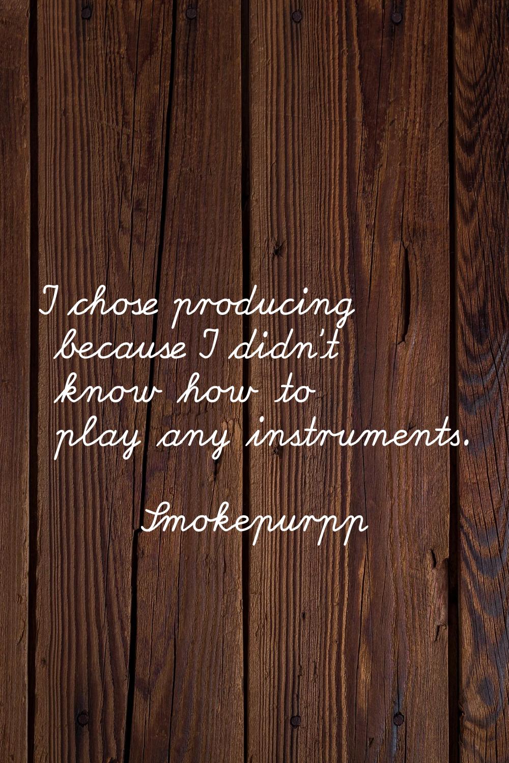 I chose producing because I didn't know how to play any instruments.