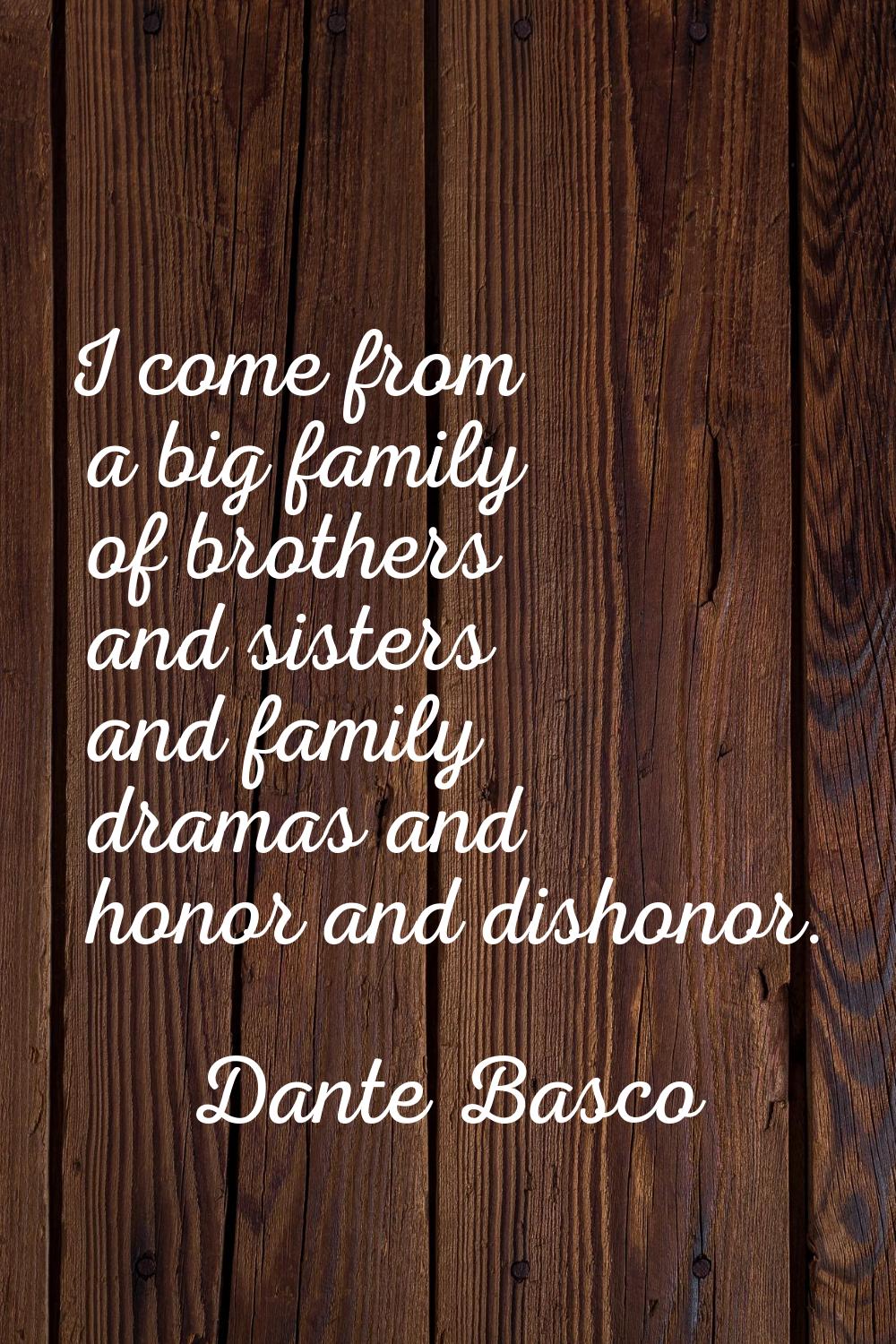 I come from a big family of brothers and sisters and family dramas and honor and dishonor.