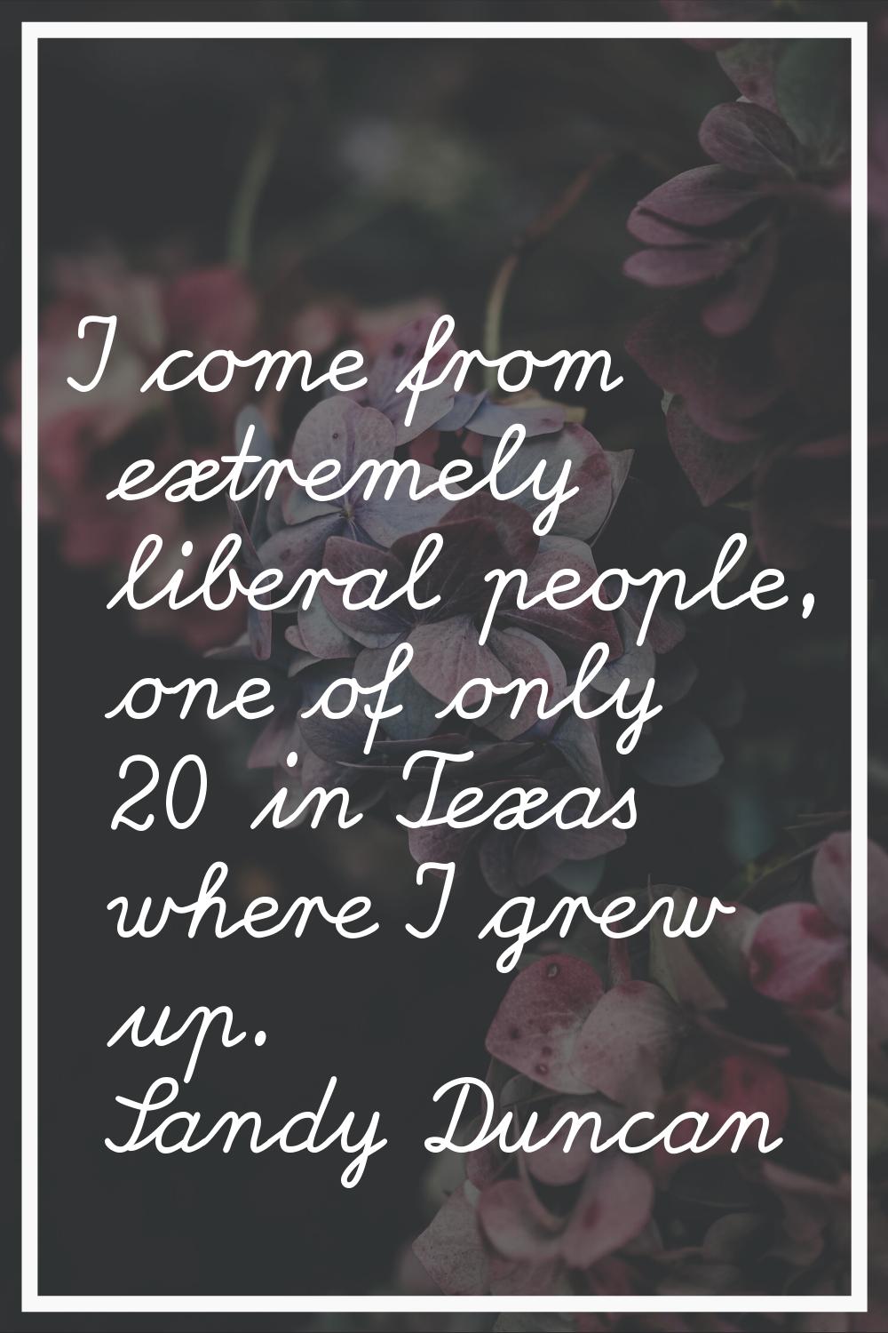 I come from extremely liberal people, one of only 20 in Texas where I grew up.