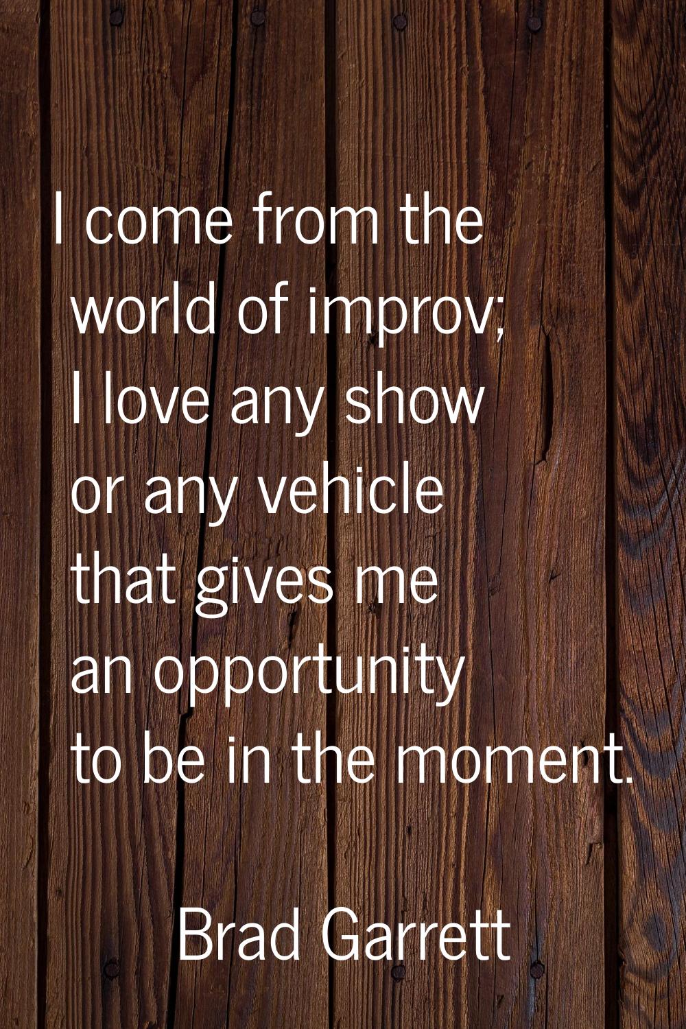 I come from the world of improv; I love any show or any vehicle that gives me an opportunity to be 
