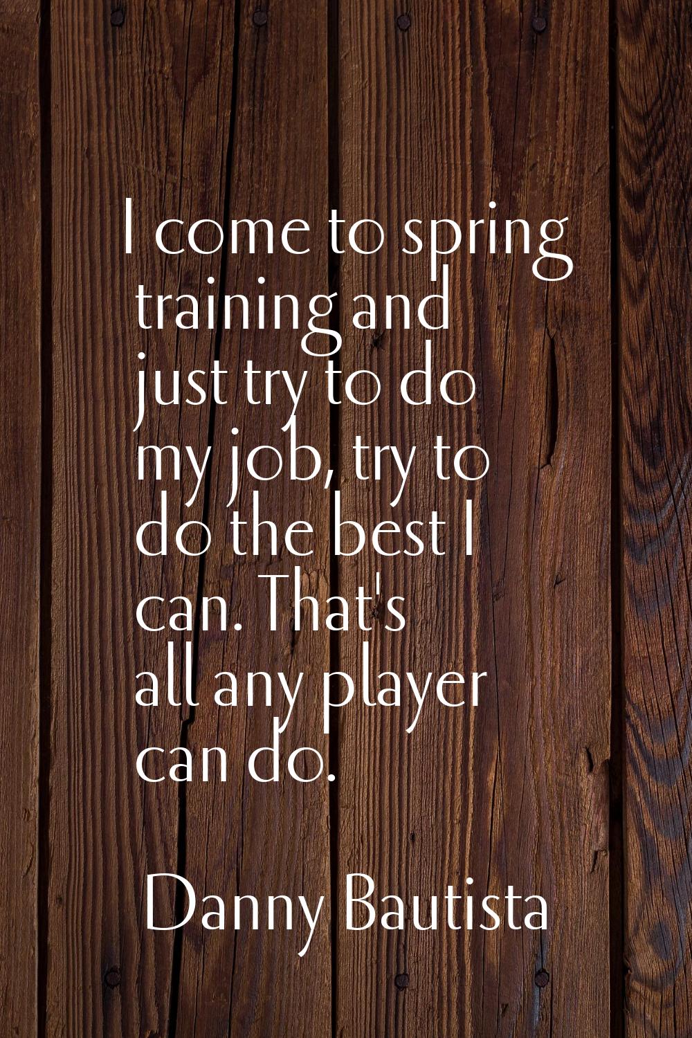 I come to spring training and just try to do my job, try to do the best I can. That's all any playe