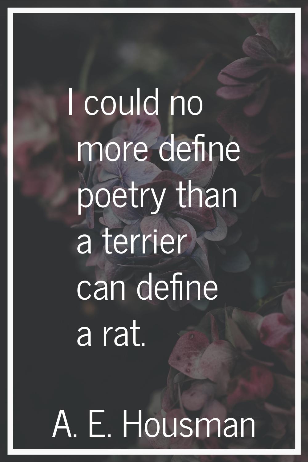 I could no more define poetry than a terrier can define a rat.