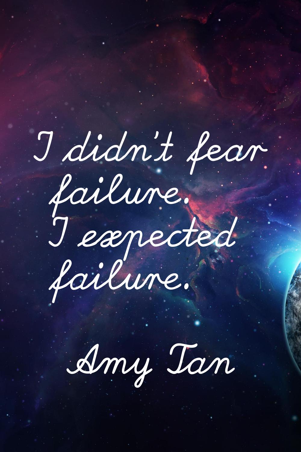 I didn't fear failure. I expected failure.