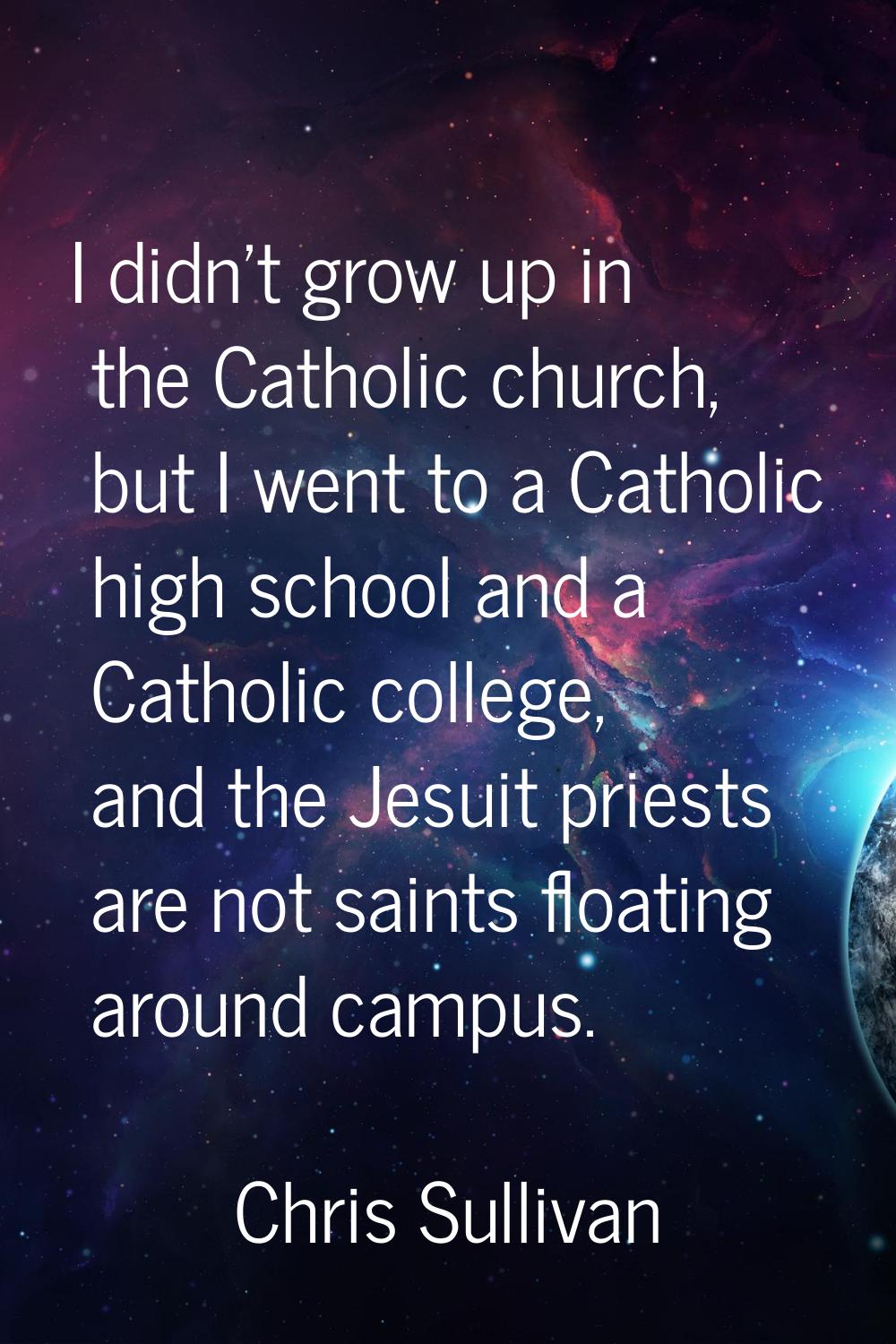I didn't grow up in the Catholic church, but I went to a Catholic high school and a Catholic colleg