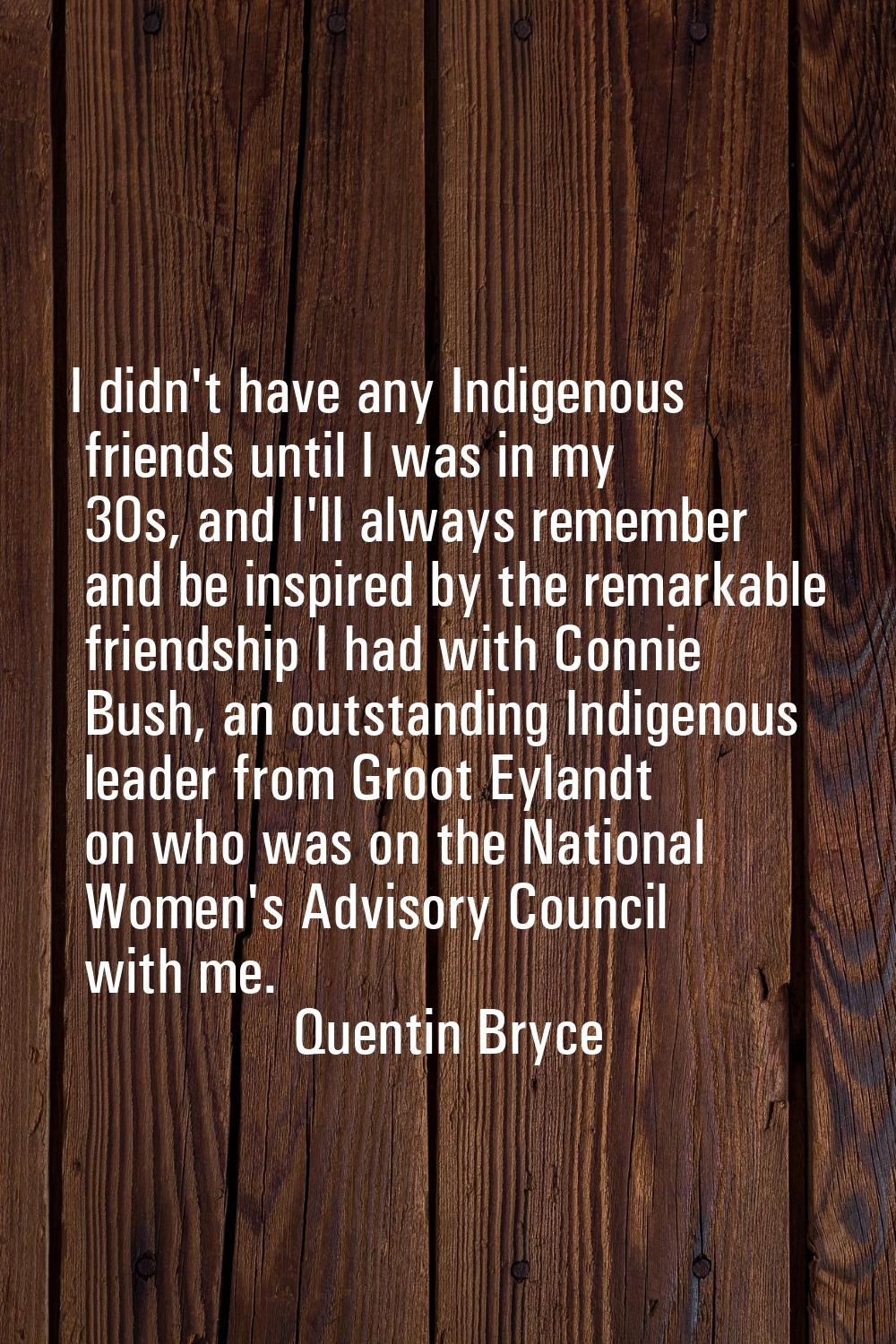 I didn't have any Indigenous friends until I was in my 30s, and I'll always remember and be inspire