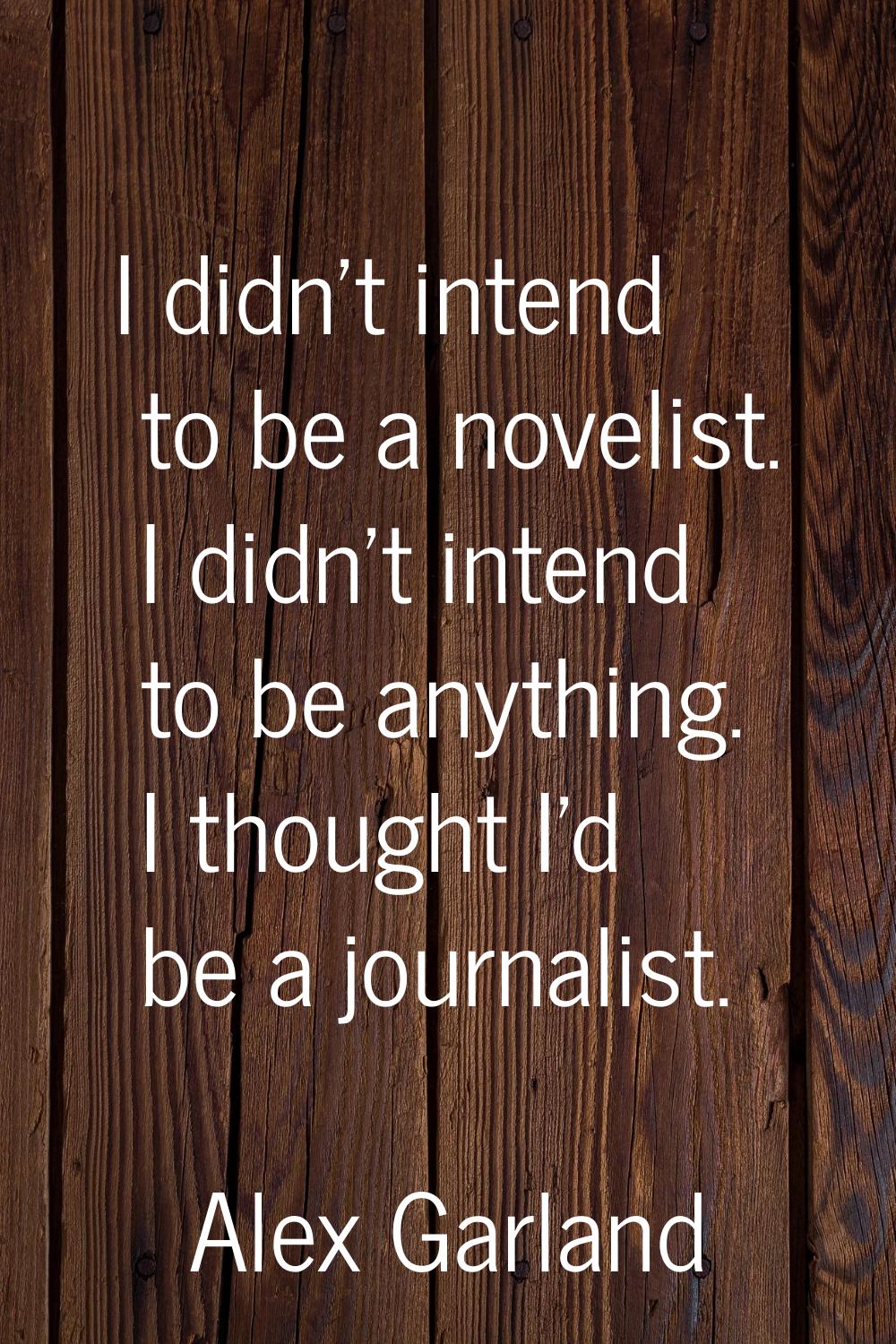 I didn't intend to be a novelist. I didn't intend to be anything. I thought I'd be a journalist.