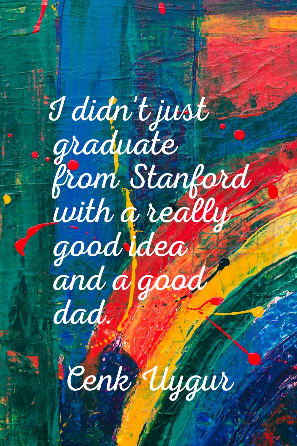 I didn't just graduate from Stanford with a really good idea and a good dad.