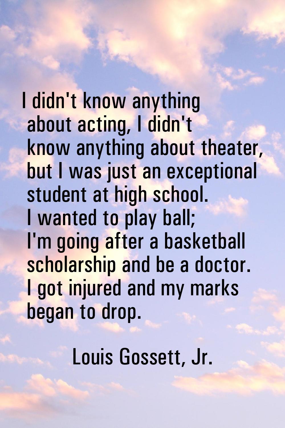 I didn't know anything about acting, I didn't know anything about theater, but I was just an except