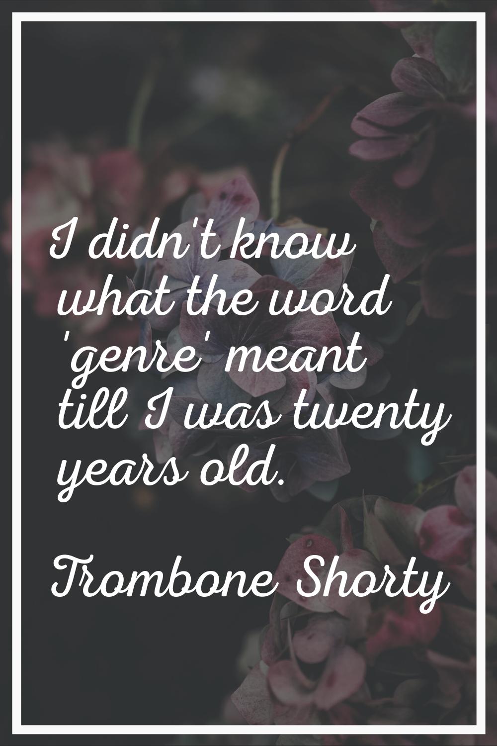 I didn't know what the word 'genre' meant till I was twenty years old.