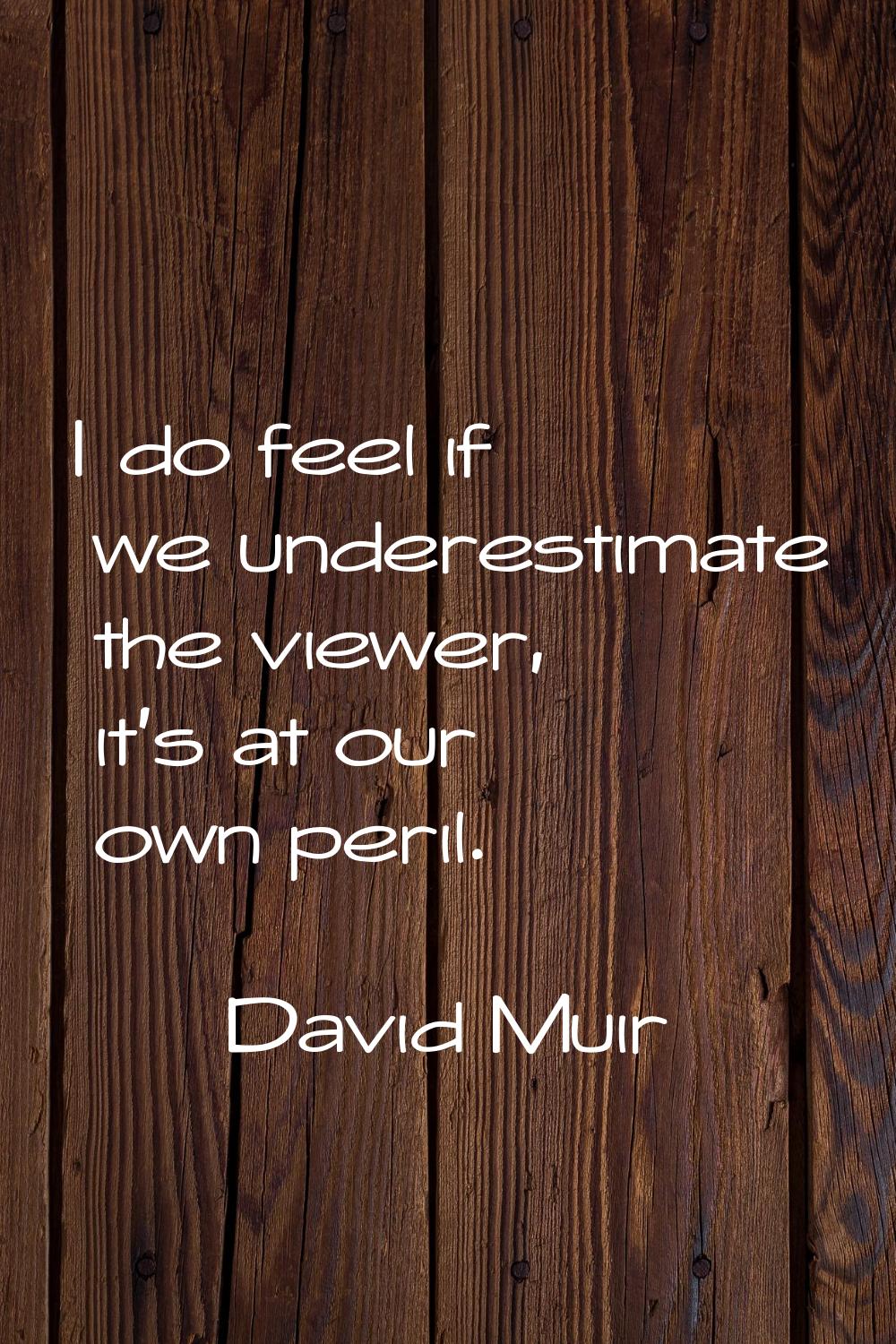 I do feel if we underestimate the viewer, it's at our own peril.