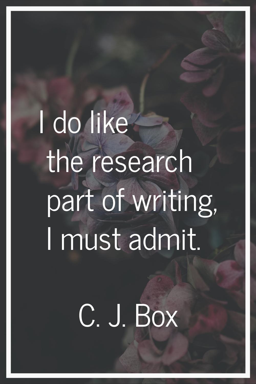 I do like the research part of writing, I must admit.