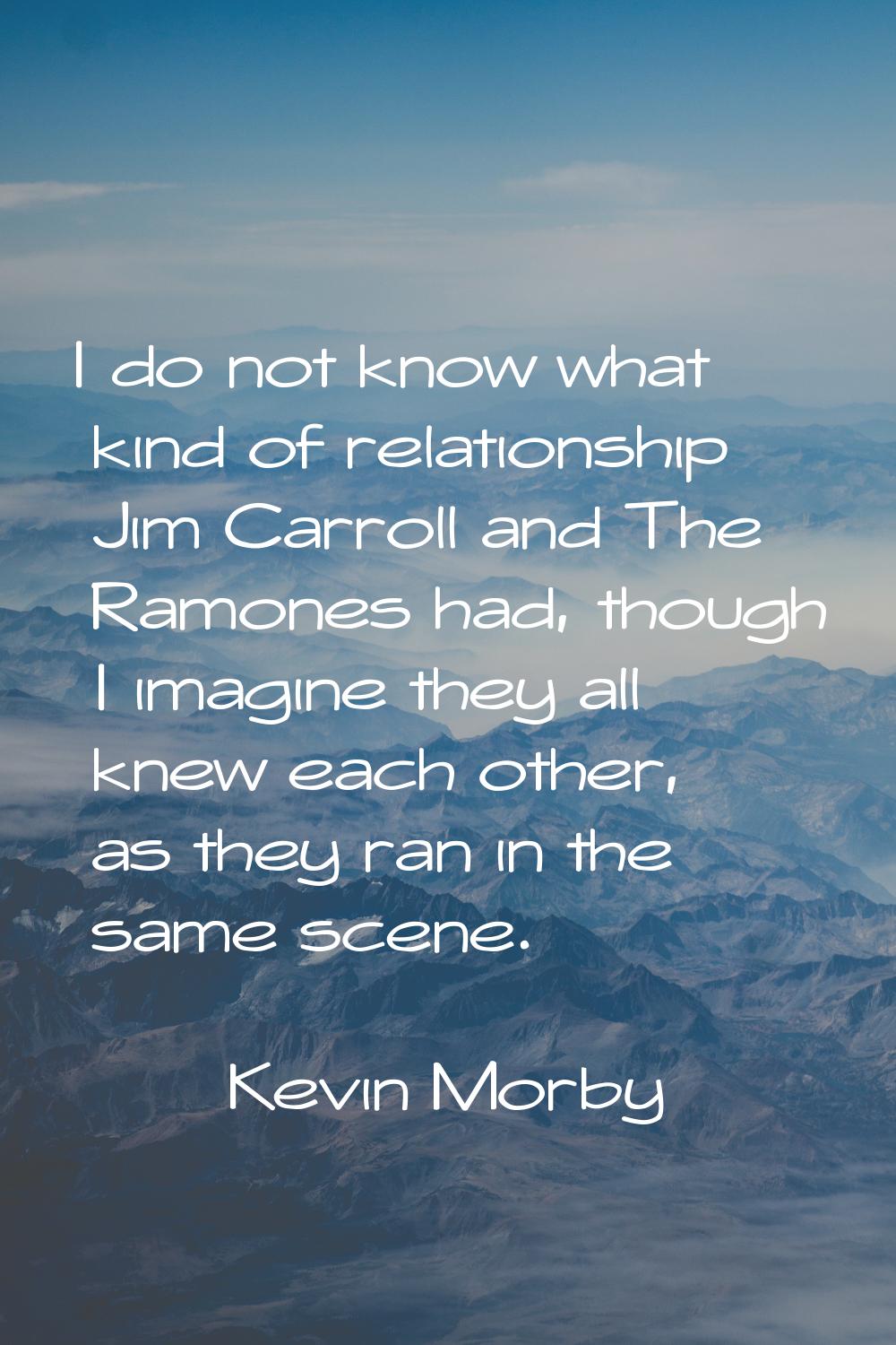 I do not know what kind of relationship Jim Carroll and The Ramones had, though I imagine they all 