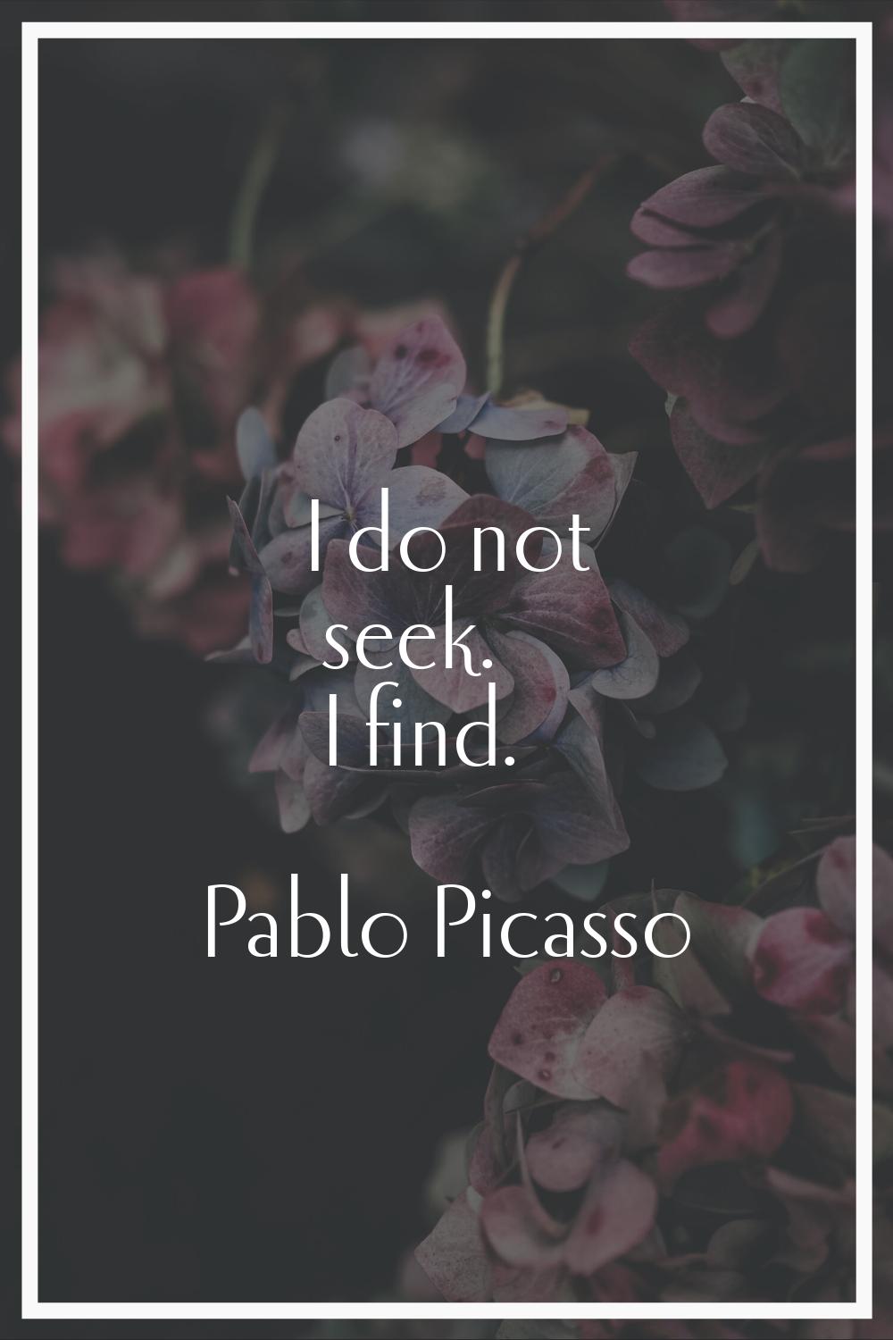 I do not seek. I find.
