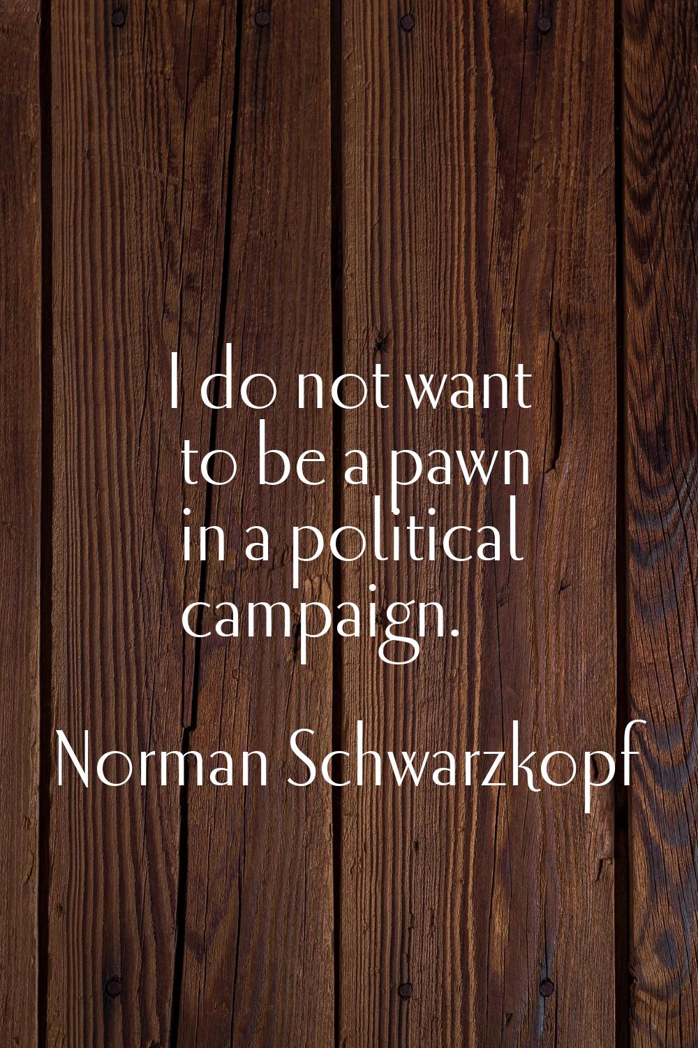 I do not want to be a pawn in a political campaign.